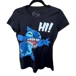 Disney Black T-Shirt with Blue Stitch Graphic size Small